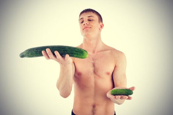 small and enlarged penis in the example of cucumbers